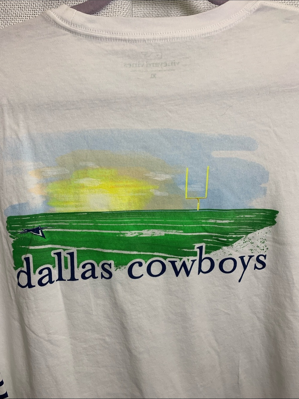 Dallas Cowboys Watercolor Sunset Football Field Graphic T-Shirt White XL - Picture 2 of 5